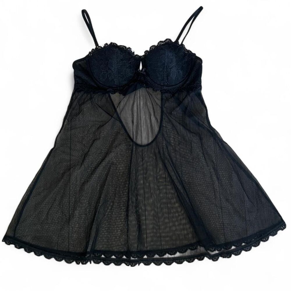 Victoria’s Secret Sexy Little Things Black Sheer Mesh Babydoll | Size 36B